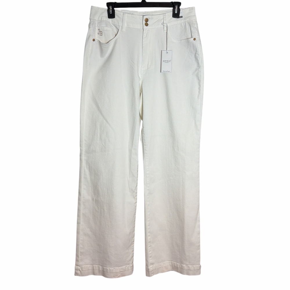 NWT Judy Blue High Waist Double Button‎ White Wide Leg Denim Jeans 14W - Picture 5 of 10